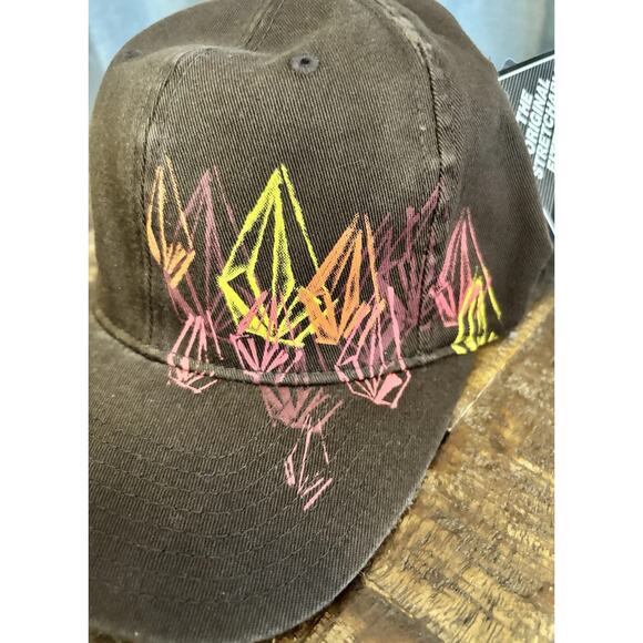 VOLCOM hat flexfit fitted brown Distressed Baseball cap Size Xsmall - Picture 3 of 16